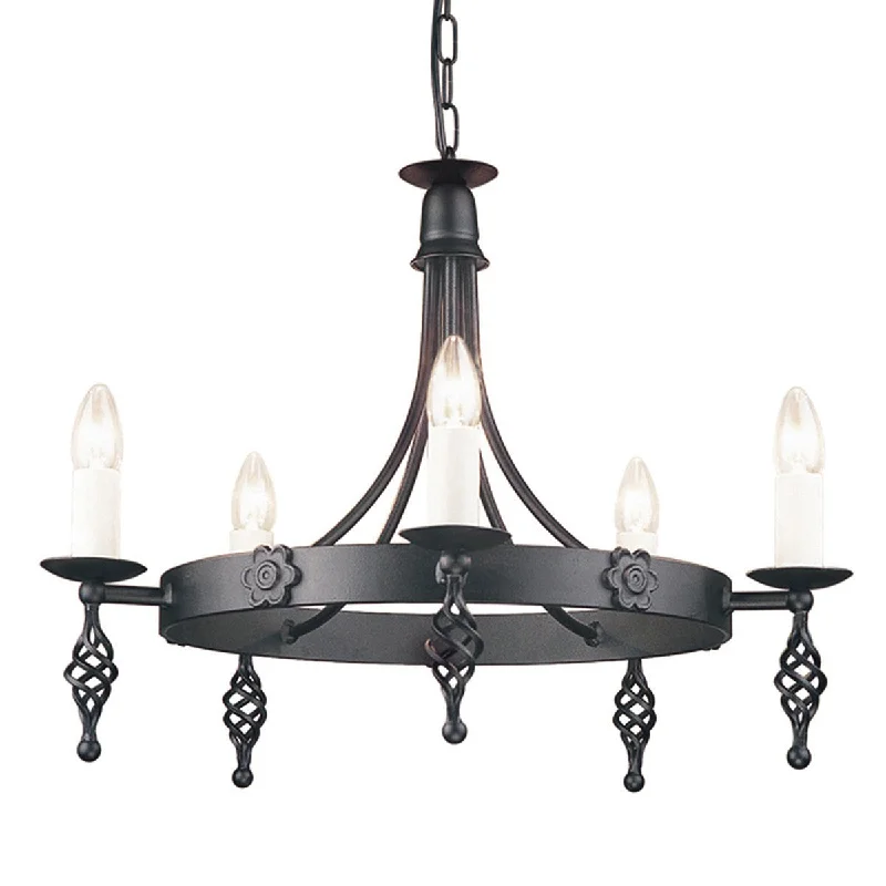 Victorian - Inspired Chandeliers with Ornate DetailsCastle Black 5 Arm Chandelier - ID 8231