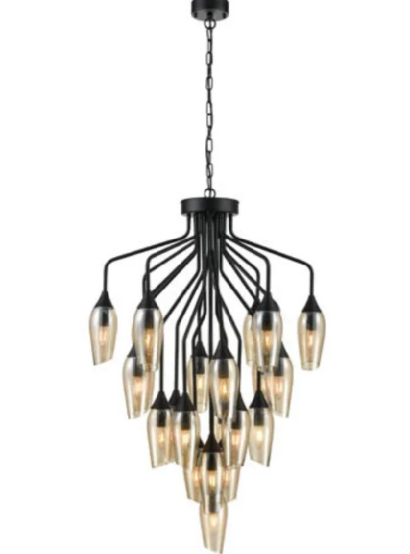 Chandeliers for High Ceilings to Fill Vertical SpaceBexley Angle Cut Cognac Coloured Glass 22 Light Chandelier - ID 10650 Chandeliers for High Ceilings to Fill Vertical SpaceBexley Angle Cut Cognac Coloured Glass 22 Light Chandelier - ID 10650