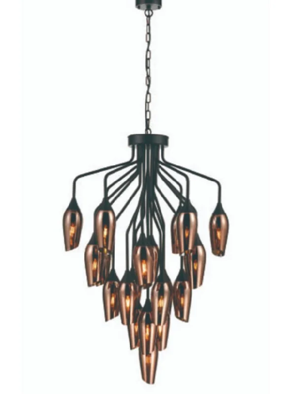 Chandeliers with Multiple Lights for Maximum IlluminationBexley Angle Cut Copper Coloured Glass 22 Light Chandelier - ID 10646 Chandeliers with Multiple Lights for Maximum IlluminationBexley Angle Cut Copper Coloured Glass 22 Light Chandelier - ID 10646