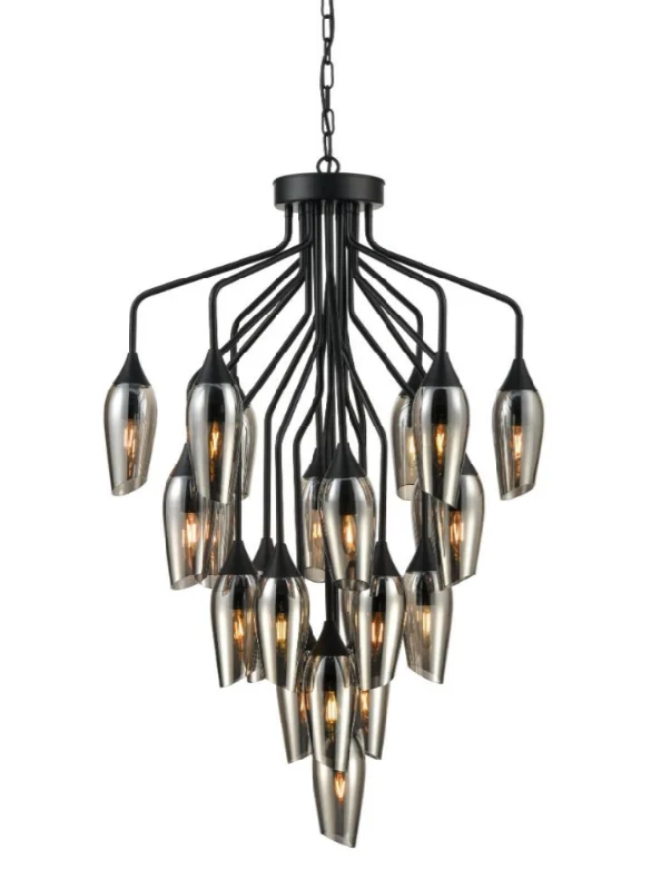 Ceiling - Mounted Chandeliers for Standard CeilingsBexley Angle Cut Smoked Glass 22 Light Chandelier - ID 10642