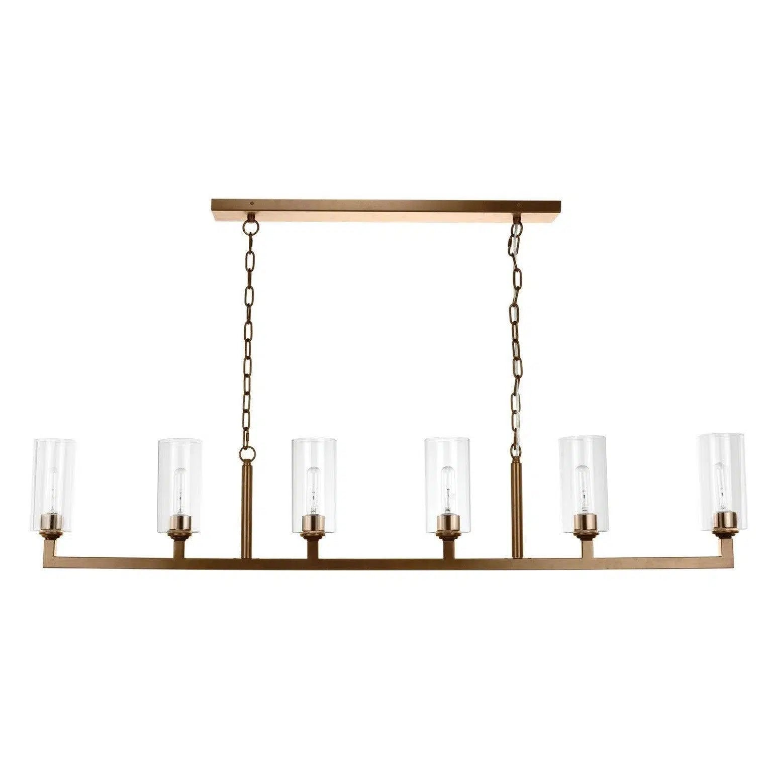 Ceiling - Mounted Chandeliers for Standard CeilingsBrass & Glass Dining Room Linear 6 Light Chandelier Ceiling - Mounted Chandeliers for Standard CeilingsBrass & Glass Dining Room Linear 6 Light Chandelier