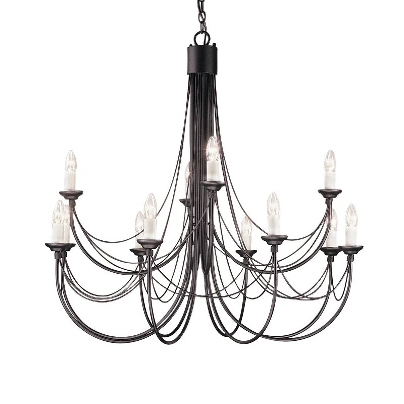 Chandeliers with Multiple Lights for Maximum IlluminationAlperton 12 Arm Black Chandelier - ID 8204