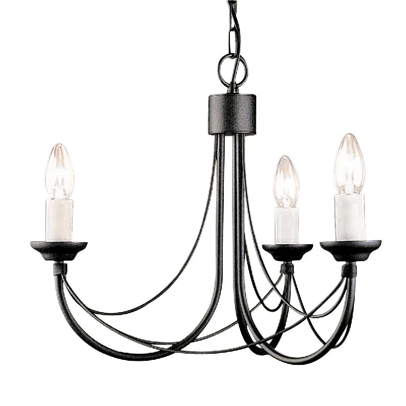 Chandeliers with Adjustable Height for Custom InstallationAlperton Black 3 Arm Chandelier - ID 8241