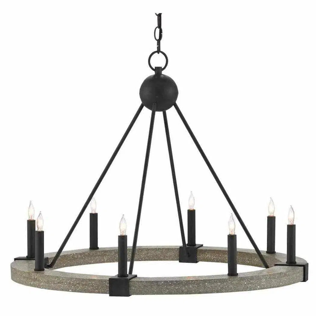 Large Chandeliers for Grand Halls and FoyersAntique Black Polished Concrete Burgos Chandelier