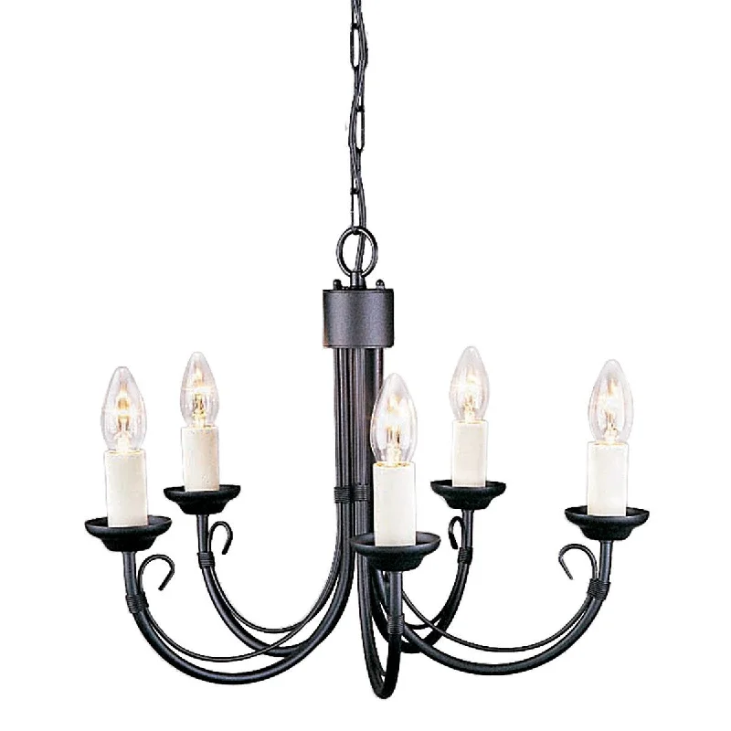 Chandeliers with Adjustable Arms for Directional LightingBelvedere Black 5 Arm Chandelier - ID 8247