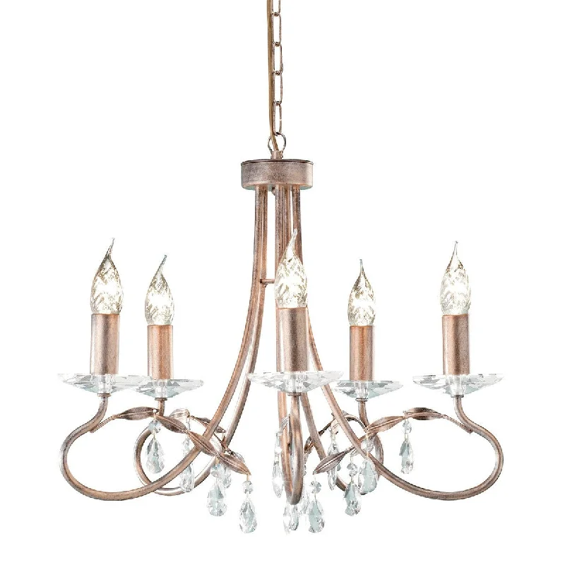 Bohemian - Style Beaded Chandeliers for Eclectic DecorBuckleberry Silver/Gold 5 Arm Chandelier - ID 910