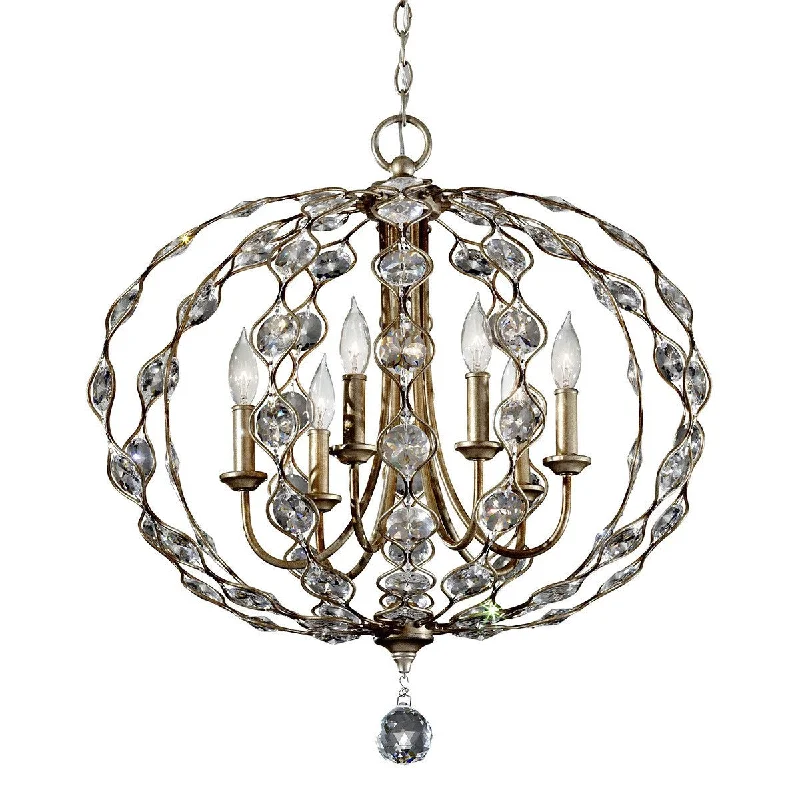 Chandeliers with Metal Frames in Black FinishLeyton Burnished Silver and Crystal 6 Light Chandelier - ID 7353 Chandeliers with Metal Frames in Black FinishLeyton Burnished Silver and Crystal 6 Light Chandelier - ID 7353