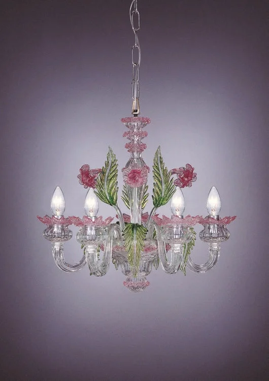 Chandeliers with Clear Crystal for a Sparkling EffectPetite Five Light Pink And Green Murano Glass Chandelier Chandeliers with Clear Crystal for a Sparkling EffectPetite Five Light Pink And Green Murano Glass Chandelier