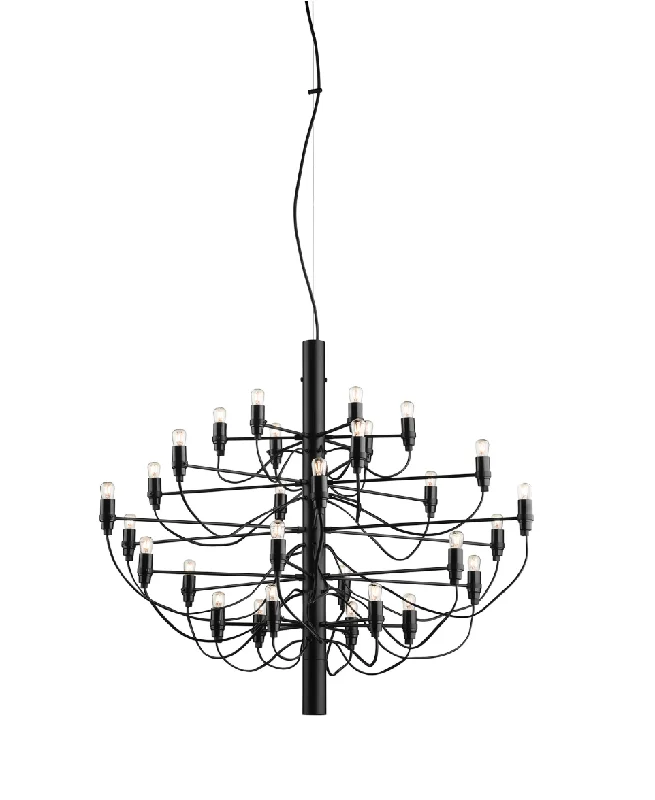 Chandeliers with Metal Frames in Silver FinishFLOS 2097/30 Suspension In Matt Black With Frosted LED Bulbs Included - ID 9895 Chandeliers with Metal Frames in Silver FinishFLOS 2097/30 Suspension In Matt Black With Frosted LED Bulbs Included - ID 9895
