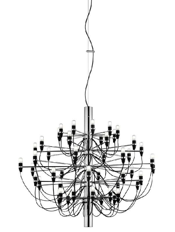 Chandeliers with Clear Crystal for a Sparkling EffectFLOS 2097/50 Suspension In Chrome With Frosted LED Bulbs Included - ID 9899 Chandeliers with Clear Crystal for a Sparkling EffectFLOS 2097/50 Suspension In Chrome With Frosted LED Bulbs Included - ID 9899