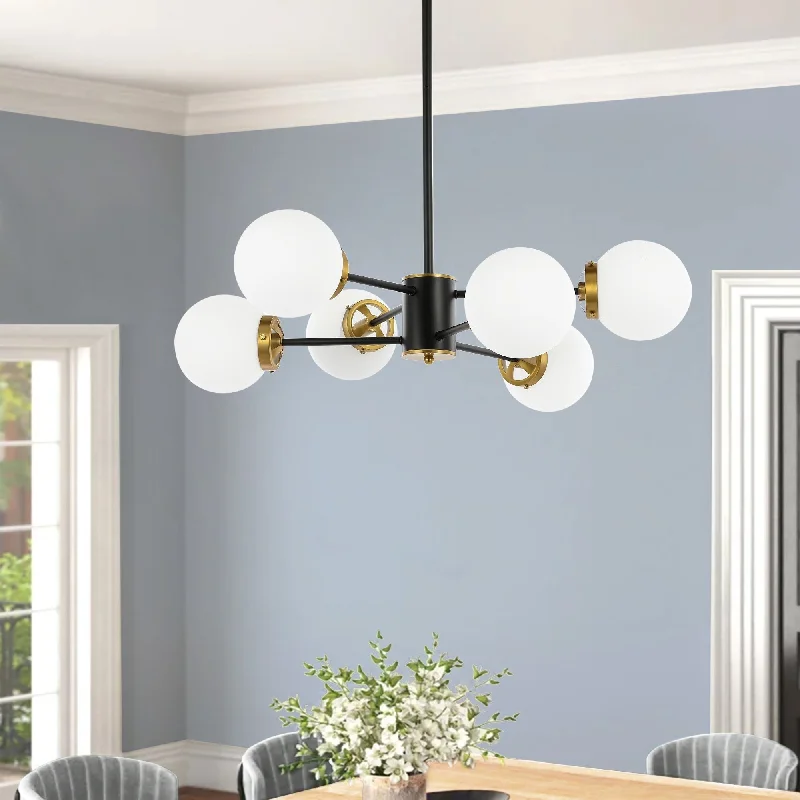 Black Finish with Opal Glass Shades