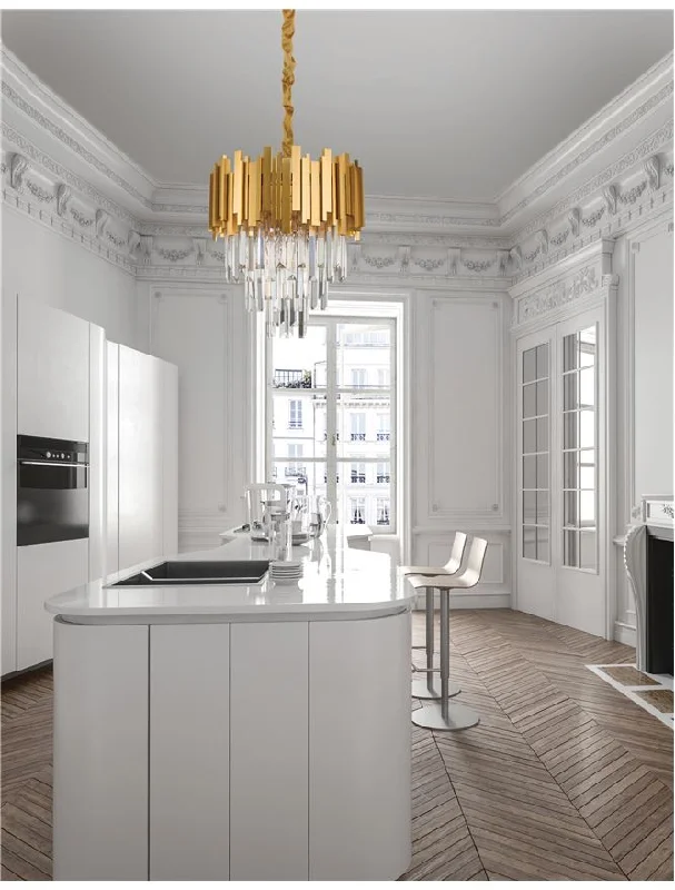 Chandeliers with Frosted Glass for a Softer Light DiffusionGRA Gold Metal & Crystal Contemporary Chandelier Small - ID 10476 Chandeliers with Frosted Glass for a Softer Light DiffusionGRA Gold Metal & Crystal Contemporary Chandelier Small - ID 10476