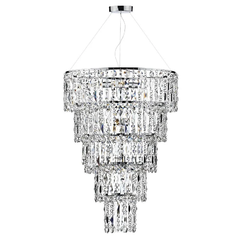Chandeliers with Dimmable Lights for Ambiance ControlHadley Wood Polished Chrome and Crystal 6 Light Tiered Chandelier - ID 7017 Chandeliers with Dimmable Lights for Ambiance ControlHadley Wood Polished Chrome and Crystal 6 Light Tiered Chandelier - ID 7017