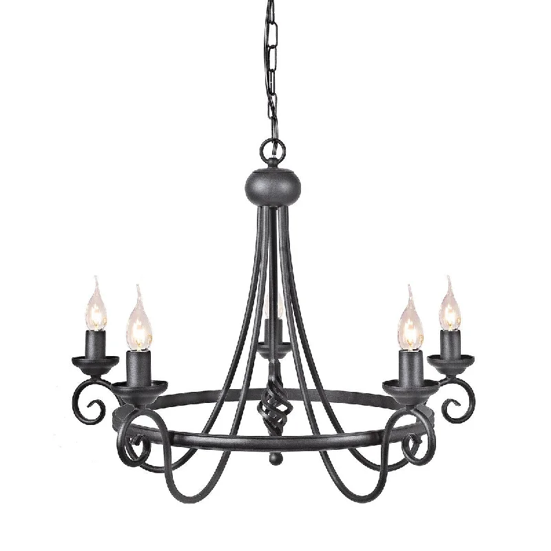 Chandeliers with Adjustable Arms for Directional LightingElverson Black 5 Arm Chandelier - ID 8002