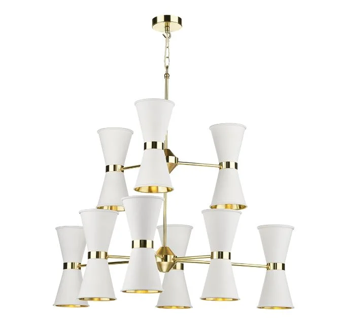 Chandeliers with Venetian Glass for a Luxurious LookHyde Brass and White Up and Downlight 18 Light Pendant - ID 10038 Chandeliers with Venetian Glass for a Luxurious LookHyde Brass and White Up and Downlight 18 Light Pendant - ID 10038