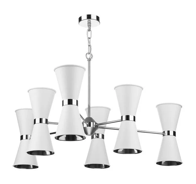 Chandeliers for Dining Rooms to Set the Mood for MealsHyde Chrome and White Up and Downlight 12 Light Pendant - ID 10041 Chandeliers for Dining Rooms to Set the Mood for MealsHyde Chrome and White Up and Downlight 12 Light Pendant - ID 10041
