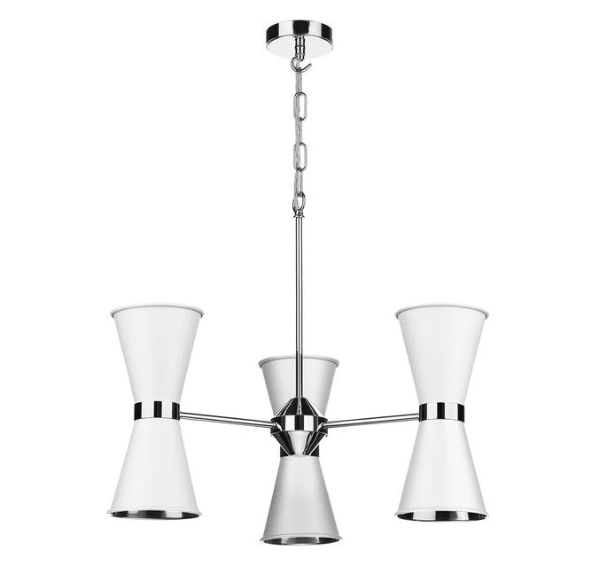 Chandeliers with Metal Frames in Bronze FinishHyde Chrome and White Up and Downlight 6 Light Pendant/Semi Flush - ID 10046 Chandeliers with Metal Frames in Bronze FinishHyde Chrome and White Up and Downlight 6 Light Pendant/Semi Flush - ID 10046
