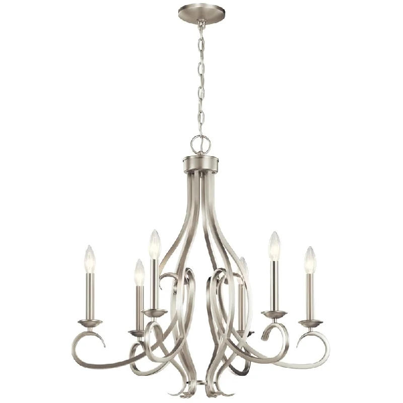 Small Chandeliers for Compact RoomsKichler Lighting Ania 6-light Brushed Nickel Chandelier