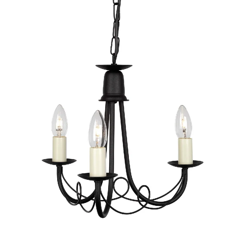 Chandeliers with Clear Crystal for a Sparkling EffectLambeth Black 3 Arm Ceiling Light - ID 563