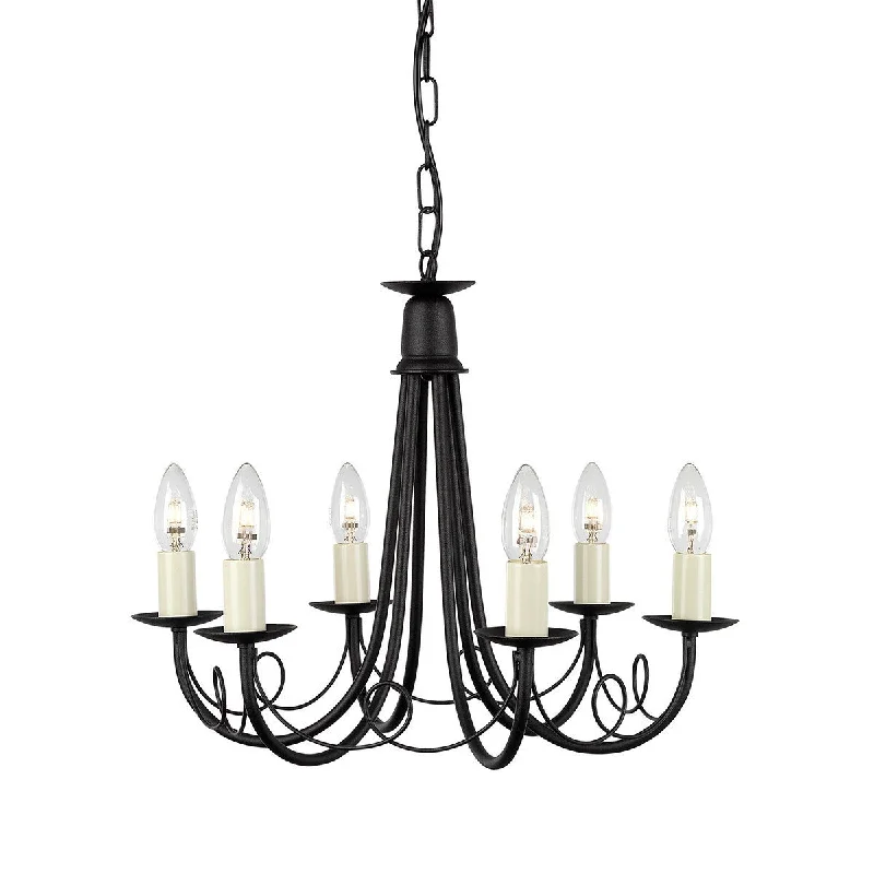 Art Deco Chandeliers for a Retro - Glam LookLambeth Black 6 Arm Ceiling Light - ID 2647