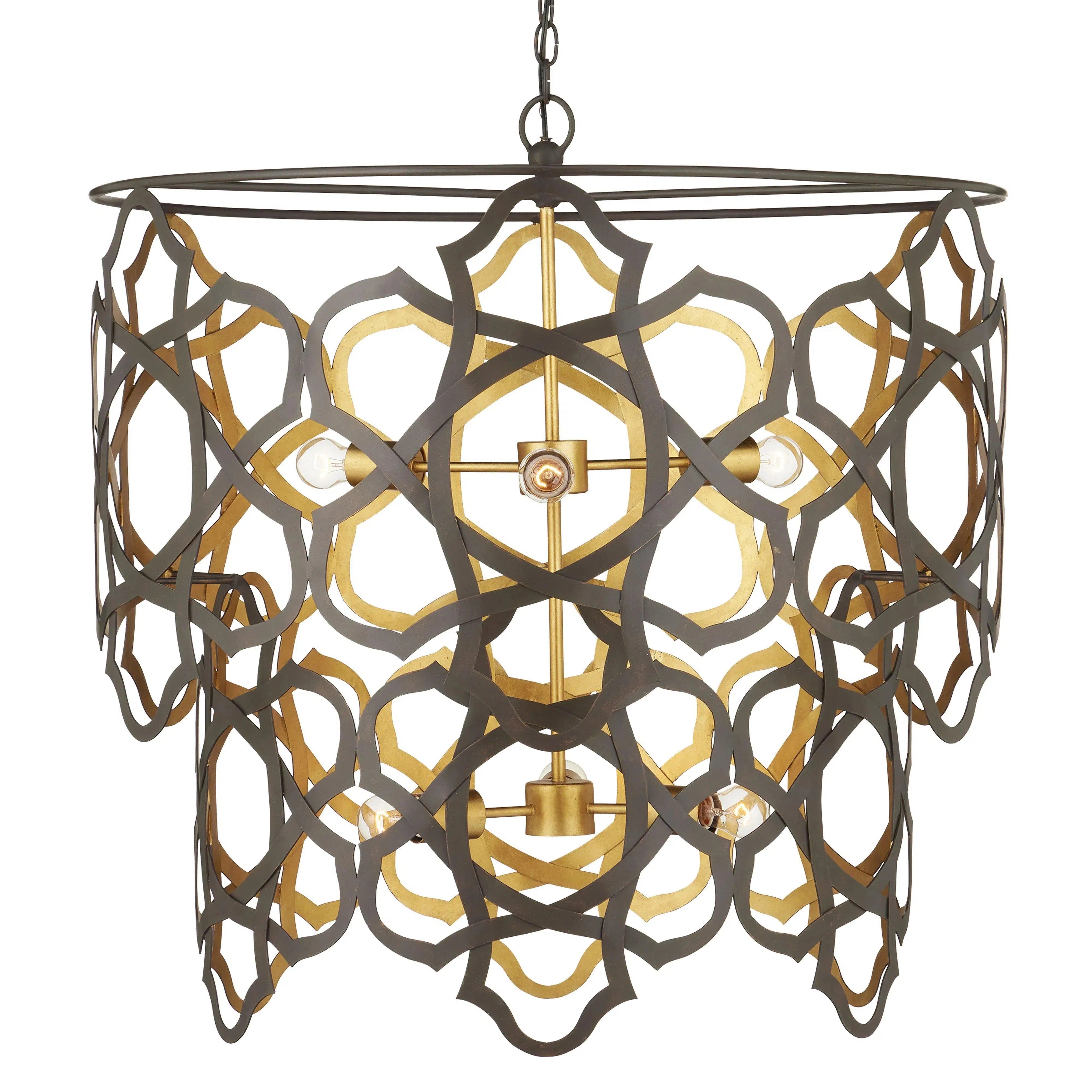 Chandeliers with Metal Frames in Gold FinishMauresque Medium Bronze & Gold Chandelier Chandeliers with Metal Frames in Gold FinishMauresque Medium Bronze & Gold Chandelier