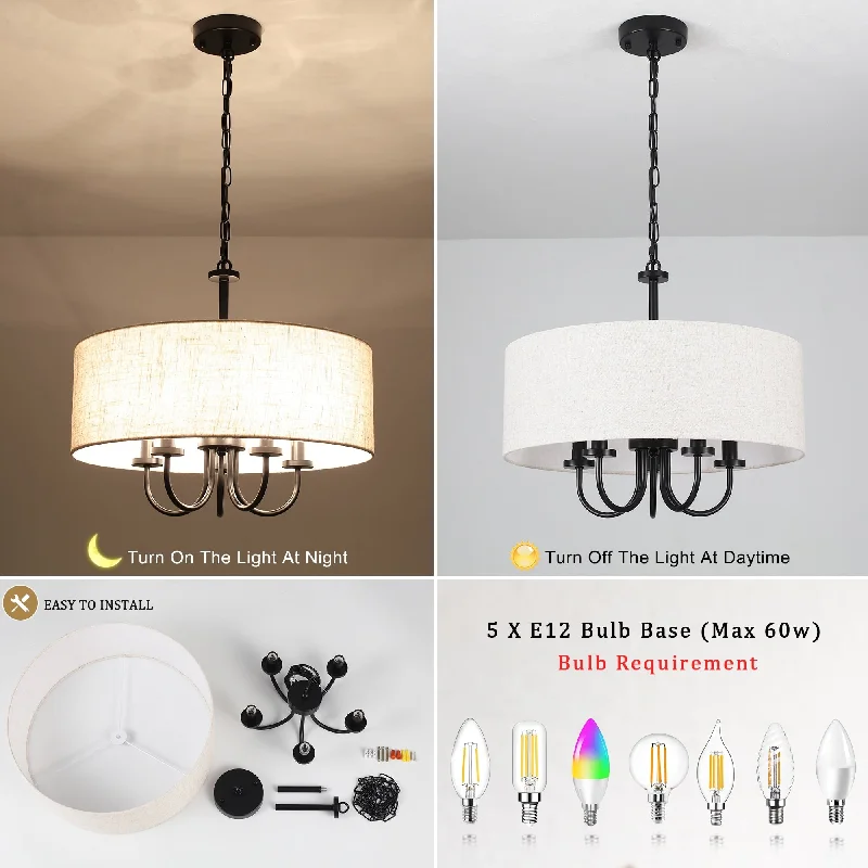 Chandeliers for Low Ceilings to Avoid OvercrowdingModern Farmhouse Drum 5-Light Transitional Chandelier, Classic Semi Flush Mount Chandelier for Dining room - W19.09"x H15.19" Chandeliers for Low Ceilings to Avoid OvercrowdingModern Farmhouse Drum 5-Light Transitional Chandelier, Classic Semi Flush Mount Chandelier for Dining room - W19.09"x H15.19"
