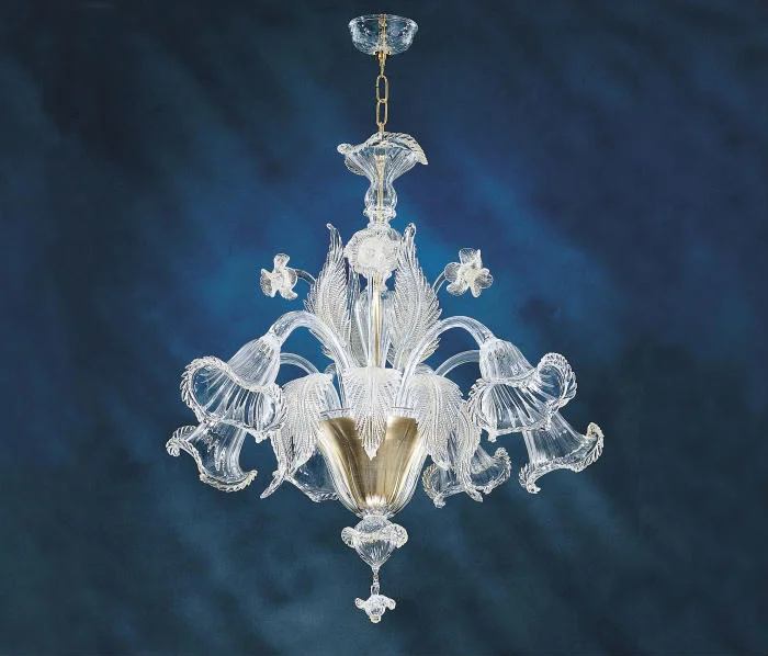 Large Chandeliers for Grand Halls and FoyersMurano Crystal And Gold 6 Light Chandelier Large Chandeliers for Grand Halls and FoyersMurano Crystal And Gold 6 Light Chandelier