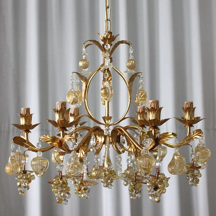 Mid - Century Modern Chandeliers for Vintage AppealMurano Crystal And Gold Glass Grape Chandelier With Gold Frame Mid - Century Modern Chandeliers for Vintage AppealMurano Crystal And Gold Glass Grape Chandelier With Gold Frame