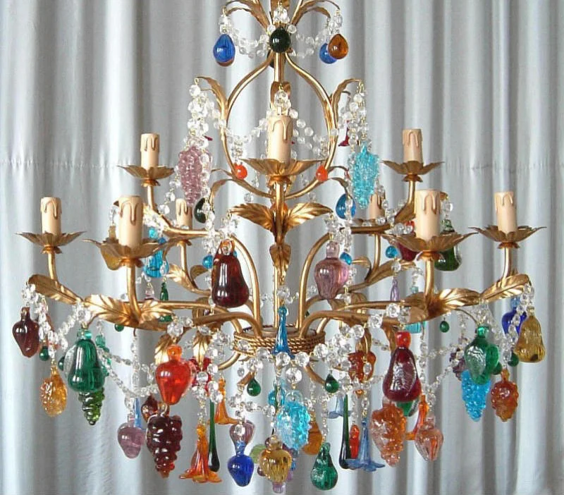 Chandeliers with Metal Frames in Copper FinishMurano Fruit Chandelier