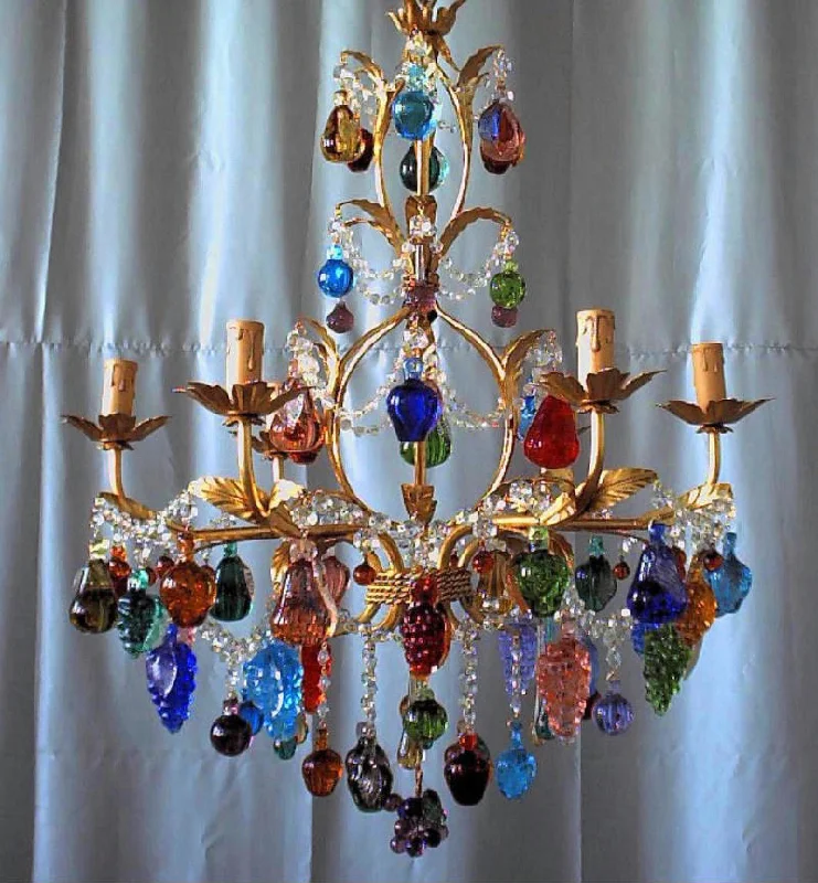 Chandeliers with Metal Frames in Bronze FinishMurano Fruit Chandelier
