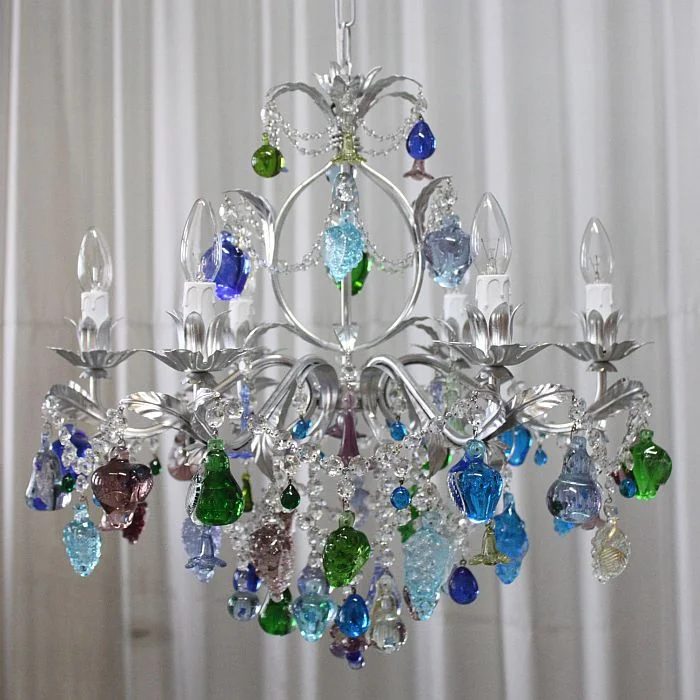 Chandeliers with Colored Glass for a Splash of ColorMurano Glass Chandelier With Blue, Green, And Crystal Fruits