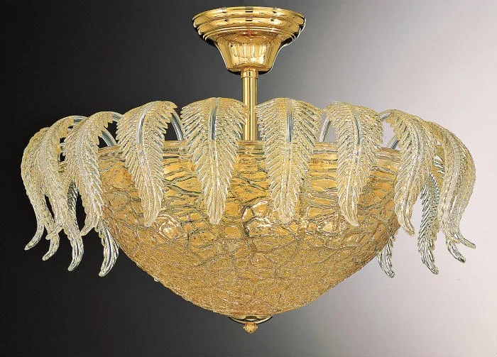 Chandeliers with Multiple Lights for Maximum IlluminationMurano Light Fitting With Clear Glass And Gold Leaves Chandeliers with Multiple Lights for Maximum IlluminationMurano Light Fitting With Clear Glass And Gold Leaves