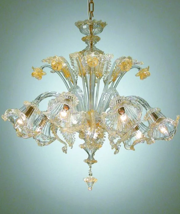 Small Chandeliers for Compact RoomsPastoral Venetian Clear And Gold Glass Chandelier