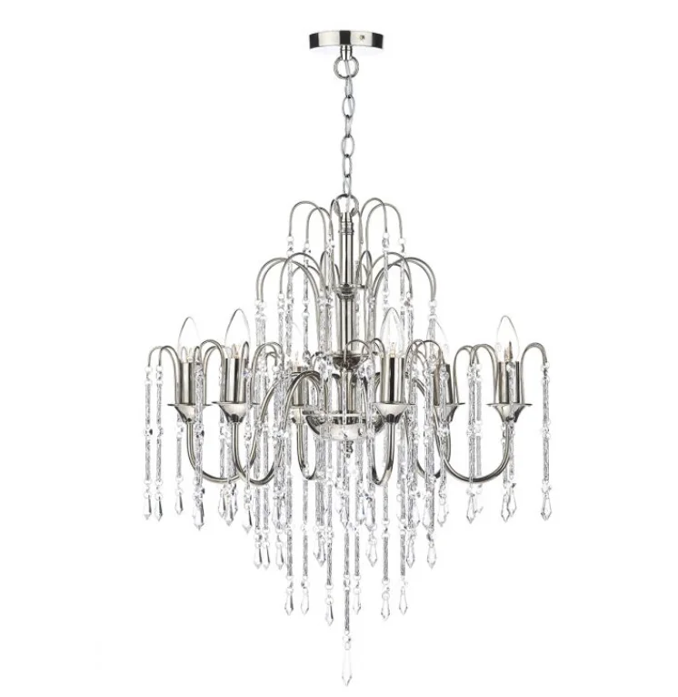 Chandeliers with Venetian Glass for a Luxurious LookPolished Nickel 6 Light Chandelier with Crystal Beads - ID 5076