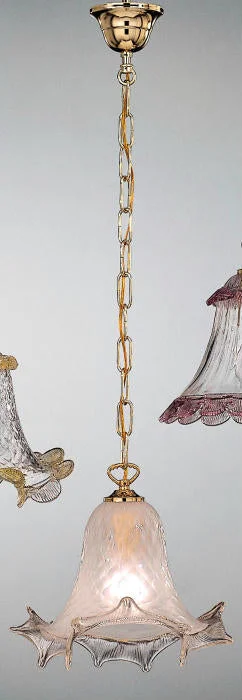 Chandeliers with Candle - Style Bulbs for a Classic AestheticPretty Pale Pink Murano Glass Ceiling Pendant With A Gold Trim Chandeliers with Candle - Style Bulbs for a Classic AestheticPretty Pale Pink Murano Glass Ceiling Pendant With A Gold Trim
