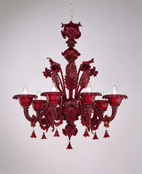Mid - Century Modern Chandeliers for Vintage AppealRed Handblown Murano Glass Chandelier With 6 Lights Mid - Century Modern Chandeliers for Vintage AppealRed Handblown Murano Glass Chandelier With 6 Lights