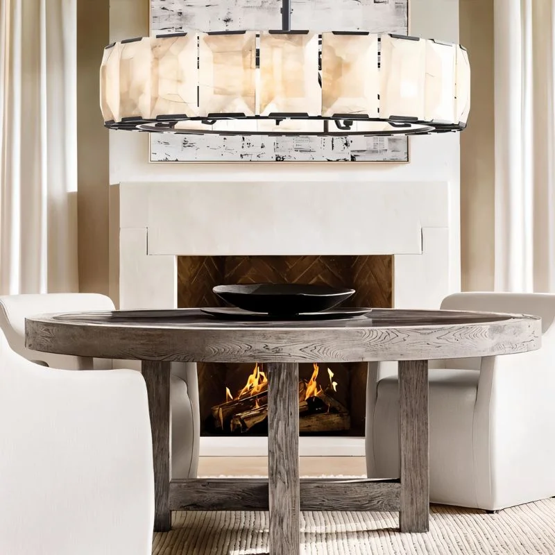 Industrial Iron Chandeliers for Loft - Inspired SpacesSakhra Round Alabaster Chandelier