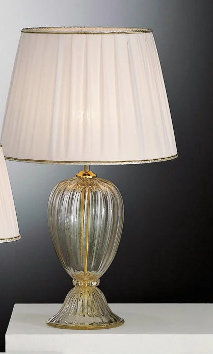 Chandeliers with Sputnik - Style Design for a Futuristic VibeTransparent Murano Glass Table Light Base With Gold Decoration Chandeliers with Sputnik - Style Design for a Futuristic VibeTransparent Murano Glass Table Light Base With Gold Decoration