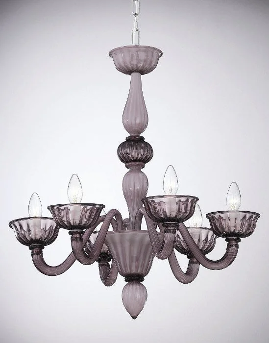 Chandeliers with Metal Frames in Black FinishTwo Tone Amethyst 6-Light Murano Chandelier Chandeliers with Metal Frames in Black FinishTwo Tone Amethyst 6-Light Murano Chandelier