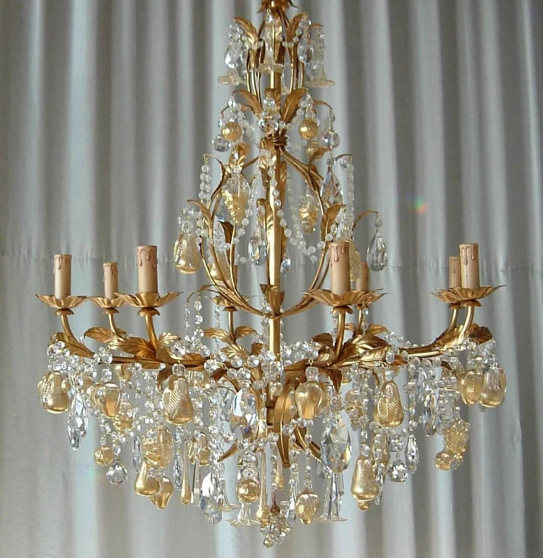 Chandeliers with Candle - Style Bulbs for a Classic AestheticVenetian 8 Light Gold & White Fruit Chandelier
