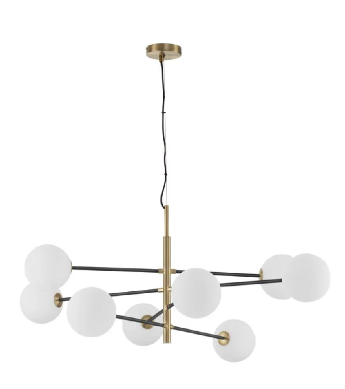 Victorian - Inspired Chandeliers with Ornate DetailsVIT Satin Brass & Black Rod 8 Arm Globe Chandelier - ID 9952 Victorian - Inspired Chandeliers with Ornate DetailsVIT Satin Brass & Black Rod 8 Arm Globe Chandelier - ID 9952
