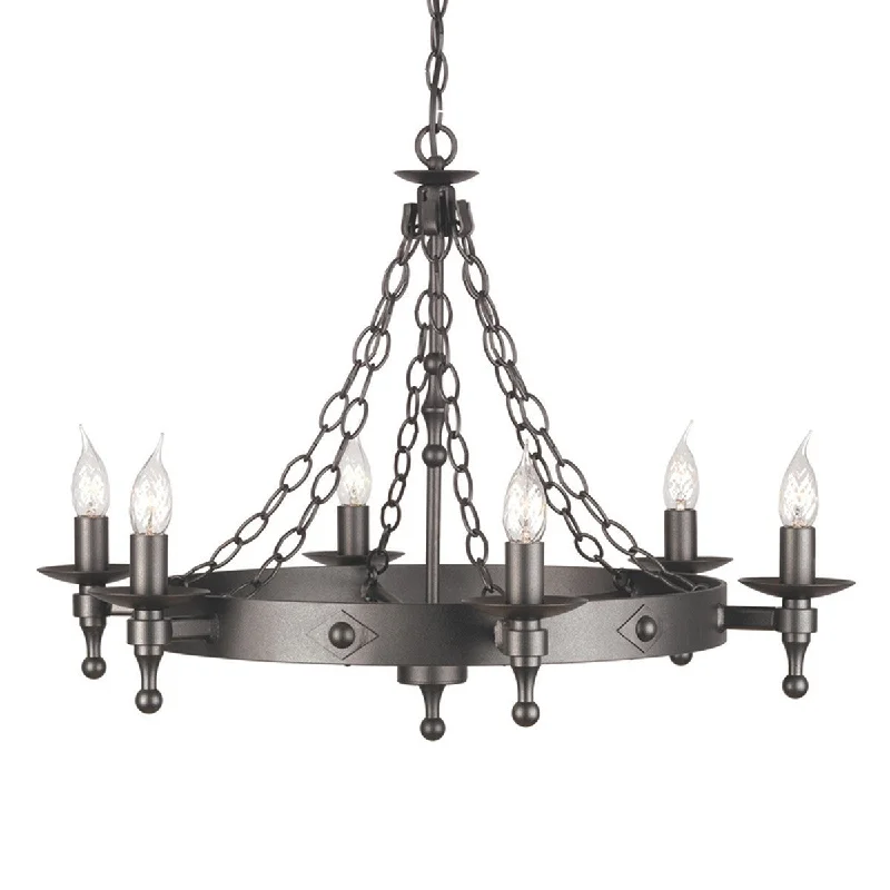 Mid - Century Modern Chandeliers for Vintage AppealBedworth Graphite 6 Light Chandelier - ID 8391