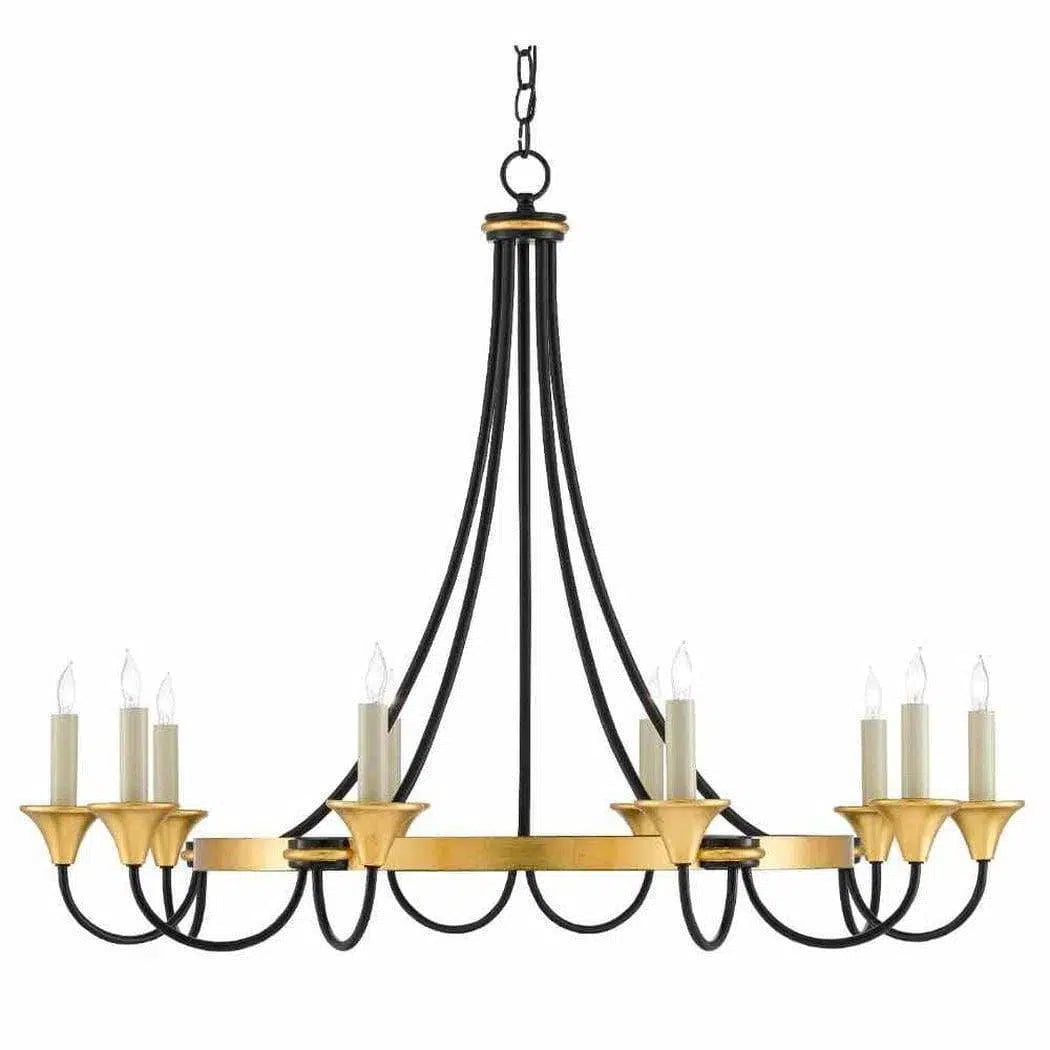 Chandeliers with Murano Glass for a High - End Artistic TouchWashed Black Gold Leaf Hanlon Chandelier