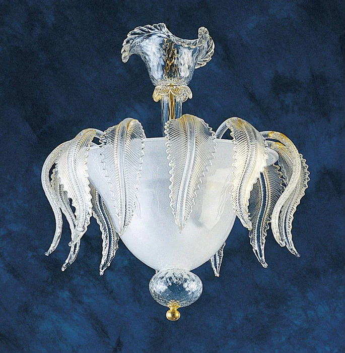 Chandeliers with Venetian Glass for a Luxurious LookWhite Murano Glass Ceiling Light With Gold Accents Chandeliers with Venetian Glass for a Luxurious LookWhite Murano Glass Ceiling Light With Gold Accents