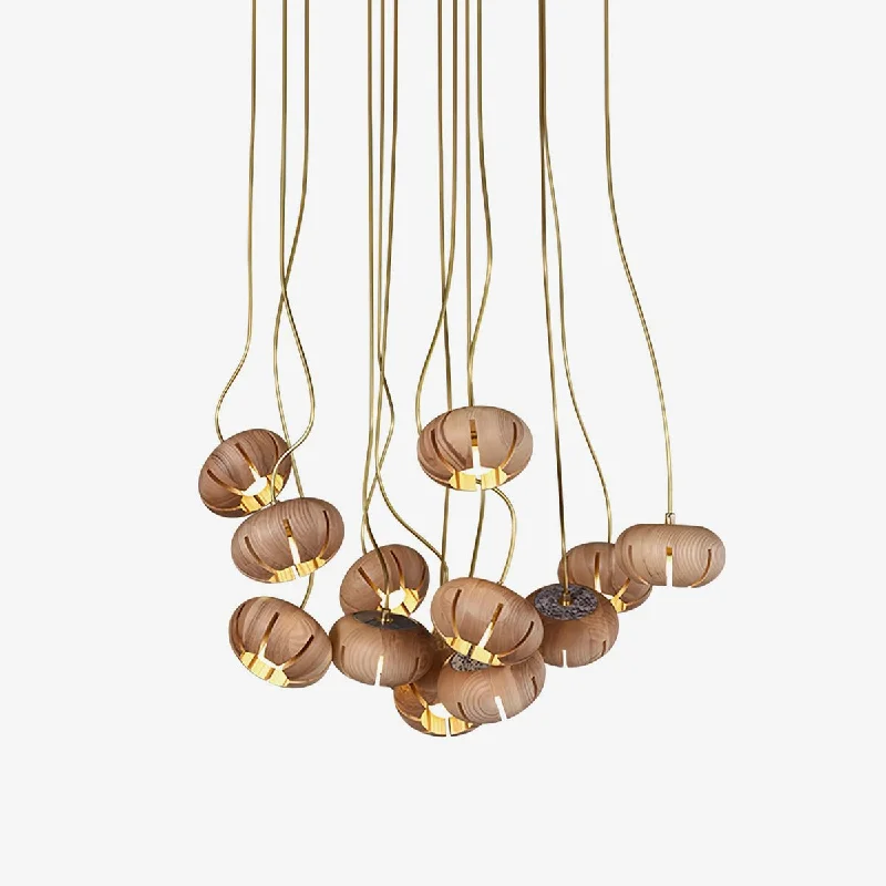 French Country Chandeliers with a Romantic AuraWood Pumpkin Cluster Chandelier