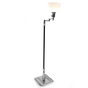 Adjustable Height Floor Lamp for Versatile Lighting NeedsSilver Pole Square Base Floor Lamp w Glass Torchiere Shade Adjustable Height Floor Lamp for Versatile Lighting NeedsSilver Pole Square Base Floor Lamp w Glass Torchiere Shade