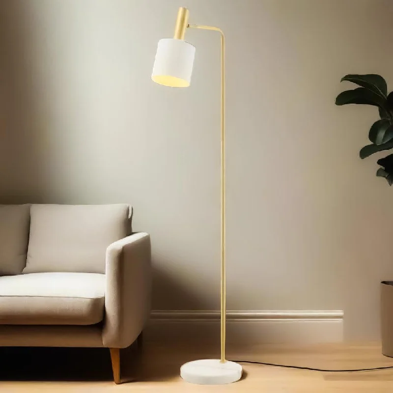 Glass Floor Lamp with Frosted Shades for Soft Diffused LightAddison Floor Lamp Marble Base in White and Brushed Brass Glass Floor Lamp with Frosted Shades for Soft Diffused LightAddison Floor Lamp Marble Base in White and Brushed Brass