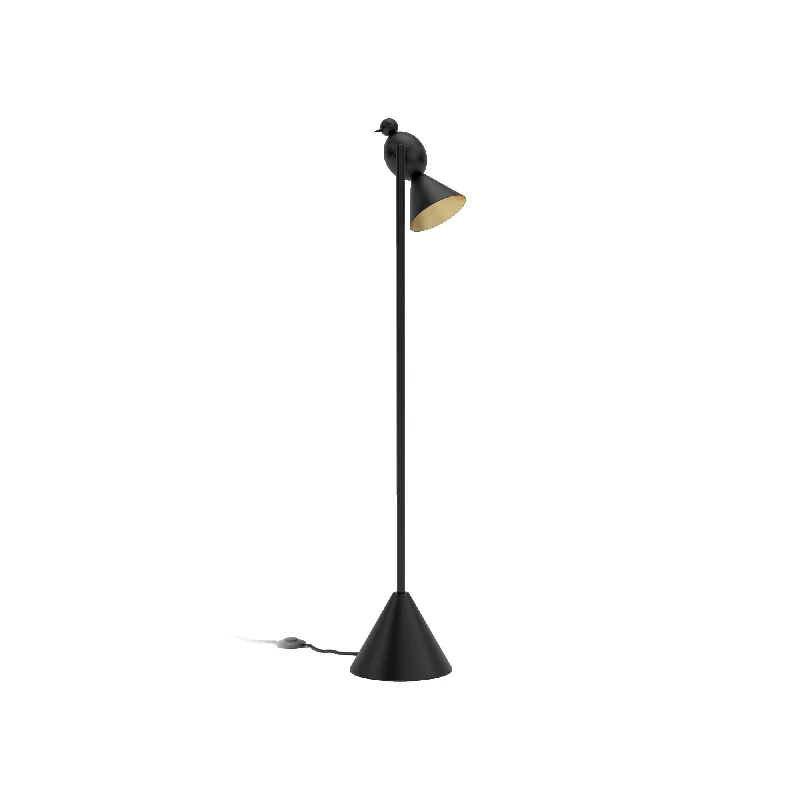 Glass Floor Lamp with Frosted Shades for Soft Diffused LightAlouette 1 Bird Floor Lamp - Black/Brass