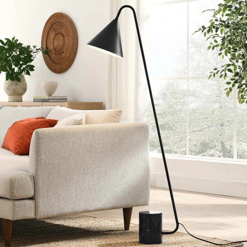 Fabric Floor Lamp with a Linen Shade for a Relaxed AestheticAyla Marble Base Floor Lamp by Modway