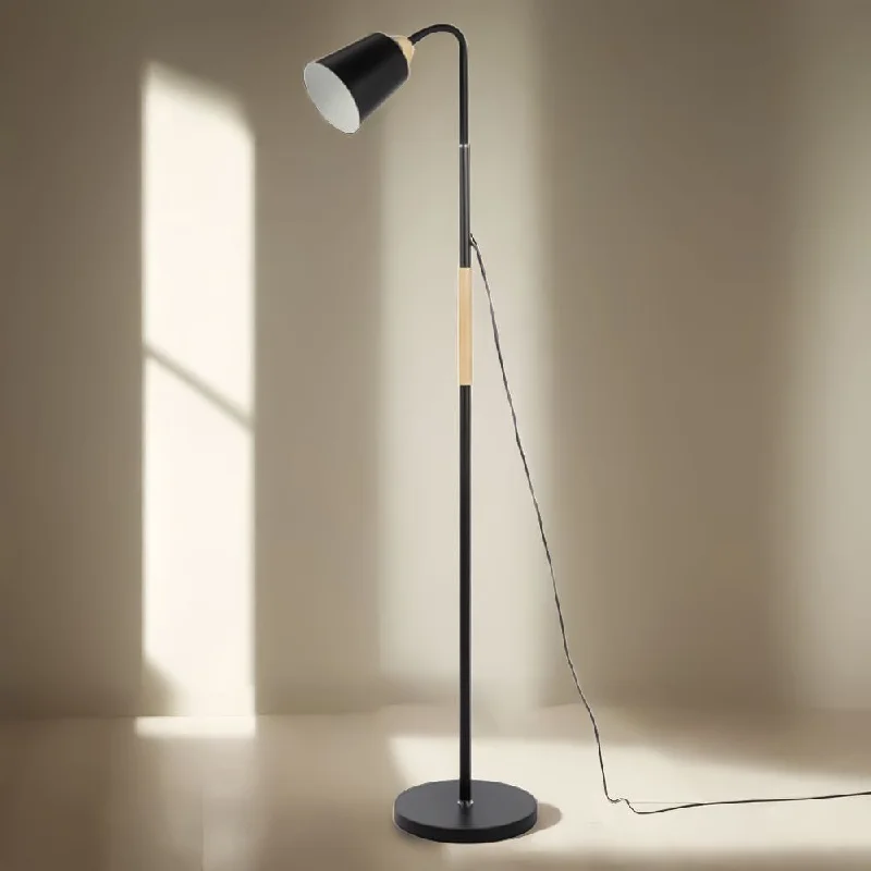 Modern Minimalist Floor Lamp for Contemporary Living RoomsBontak Adjustable Head Floor Lamp in Wood/Black or Black Modern Minimalist Floor Lamp for Contemporary Living RoomsBontak Adjustable Head Floor Lamp in Wood/Black or Black